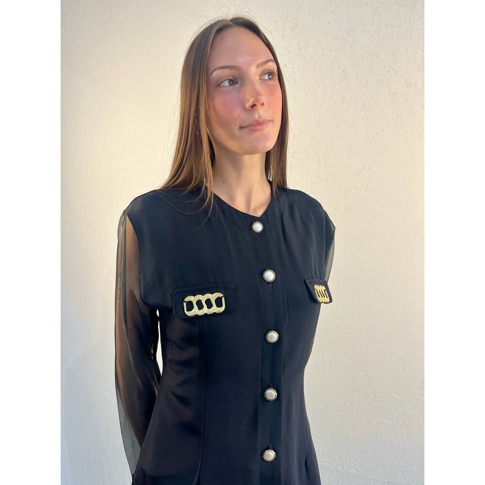 Last Exit Black Tunic Blouse with Sheer Sleeves